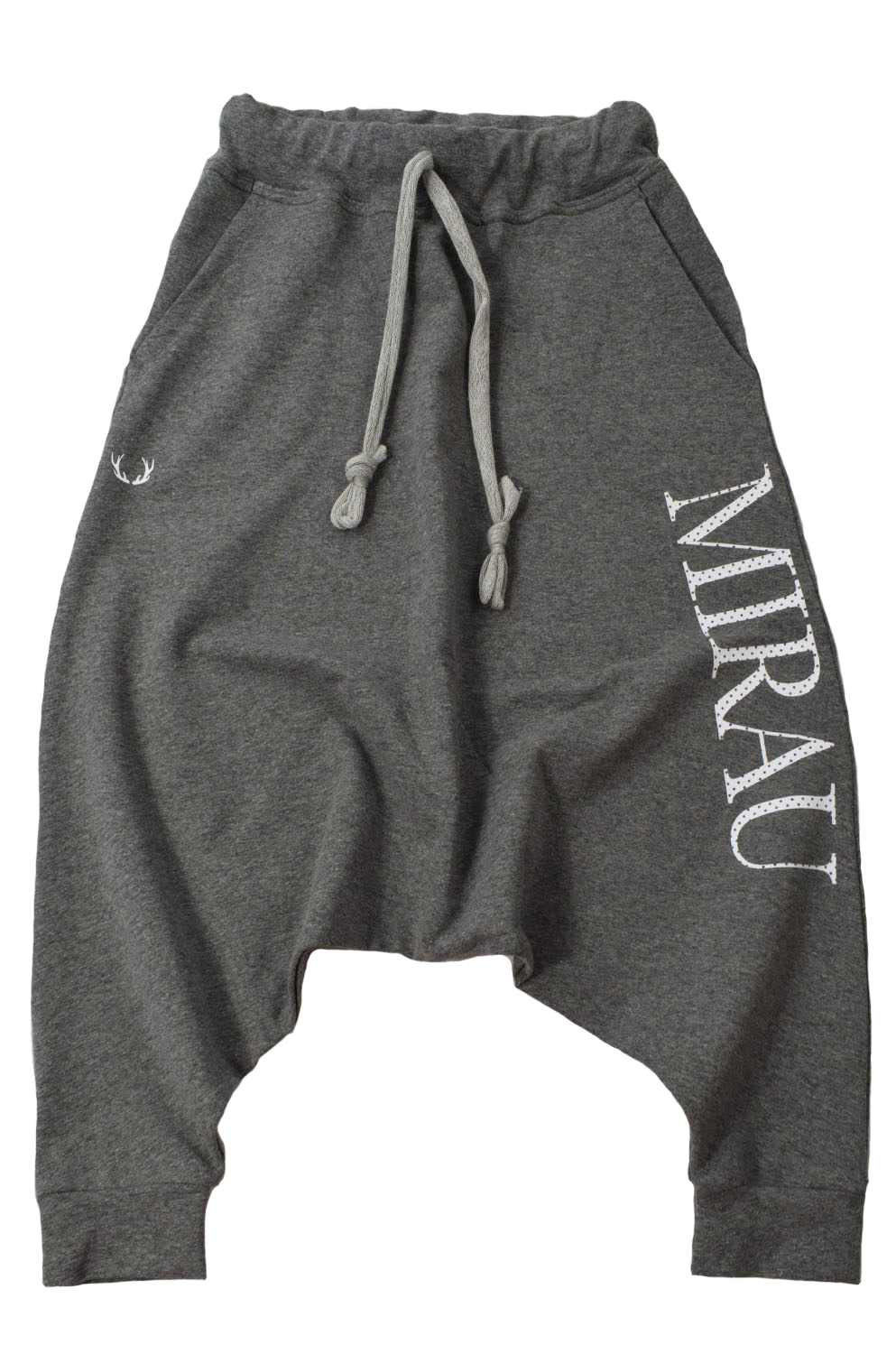 Chlapčenské nohavice s nízkym pudlom – Mirau (biela potlač)