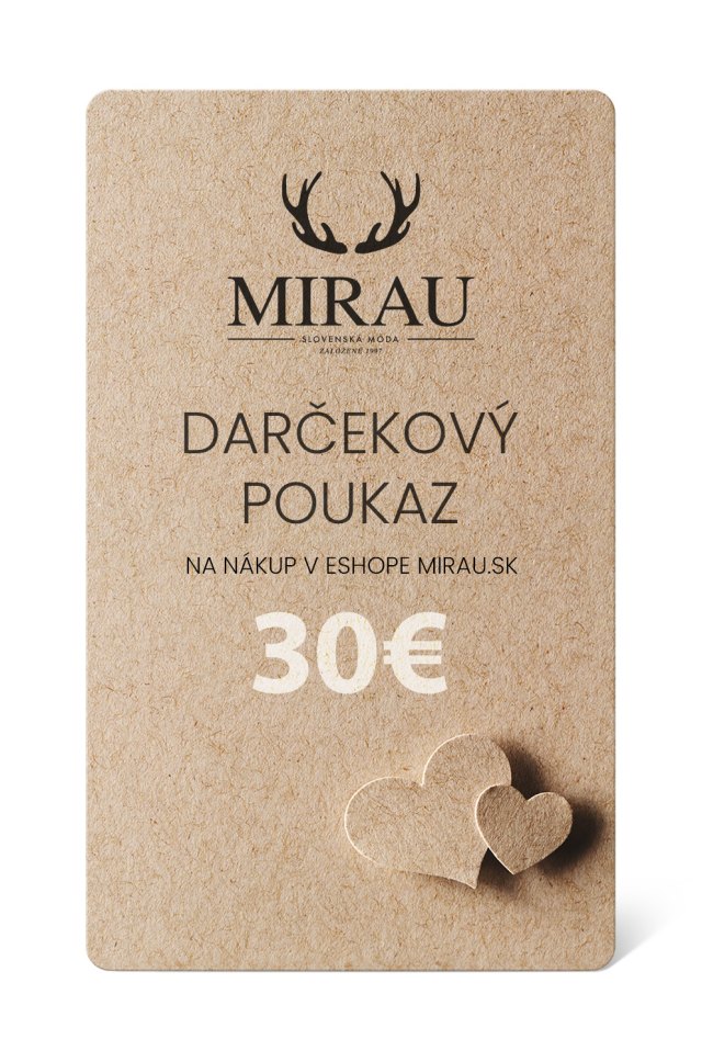 Darčekový poukaz MIRAU v hodnote 30 €