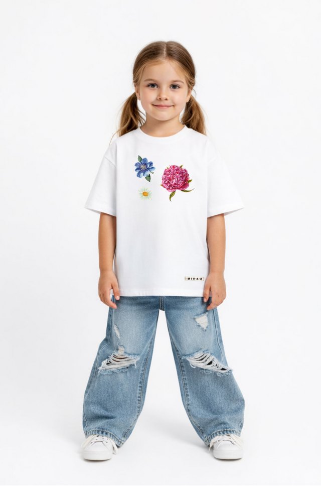Dívčí tričko s květinovým potiskem