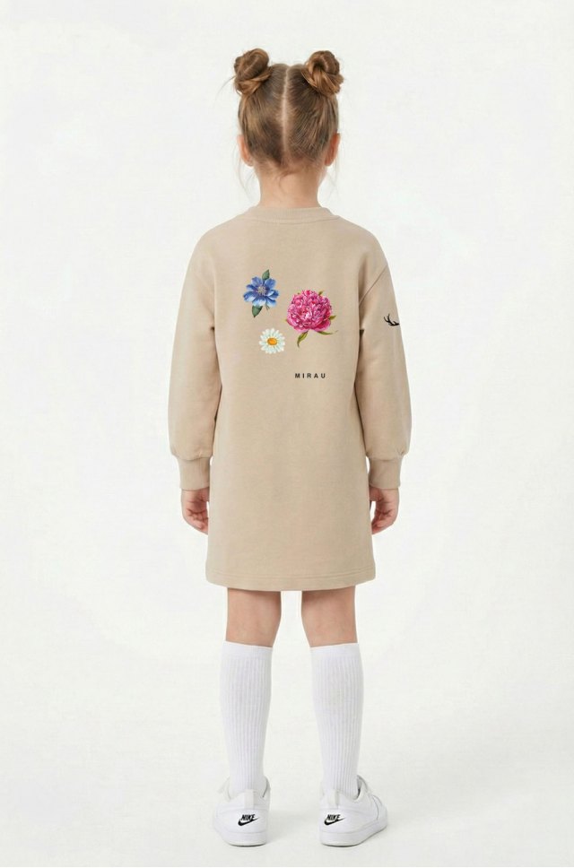 Detské mikinové šaty - Flowers