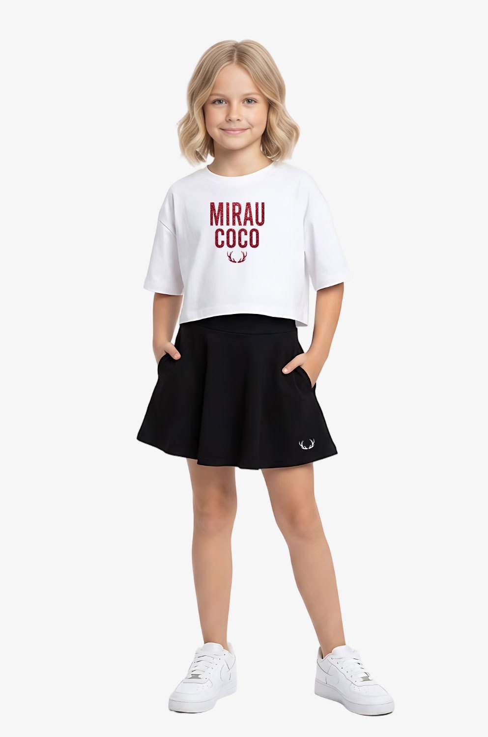 Crop top tričko - Trblietavá potlač