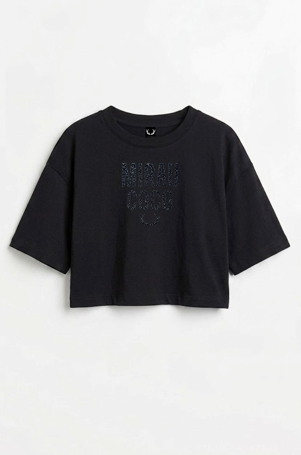 Crop top tričko - Trblietavá potlač