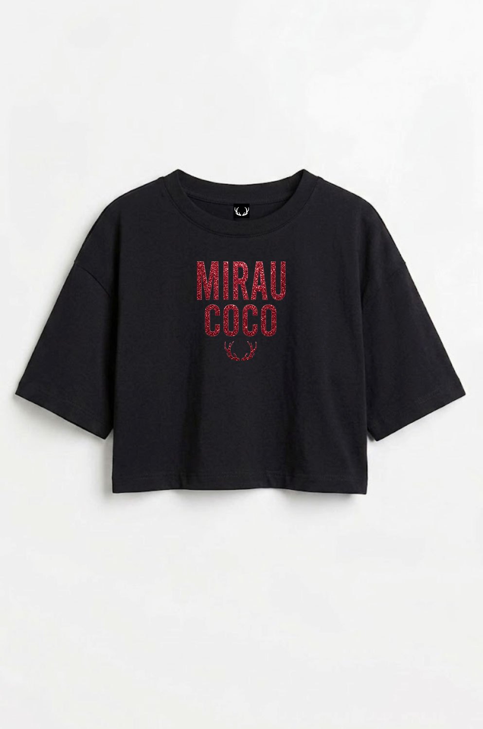 Crop top tričko - Trblietavá potlač