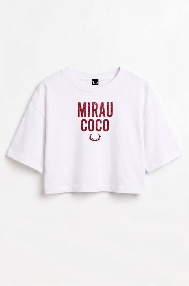 Crop top tričko - Trblietavá potlač