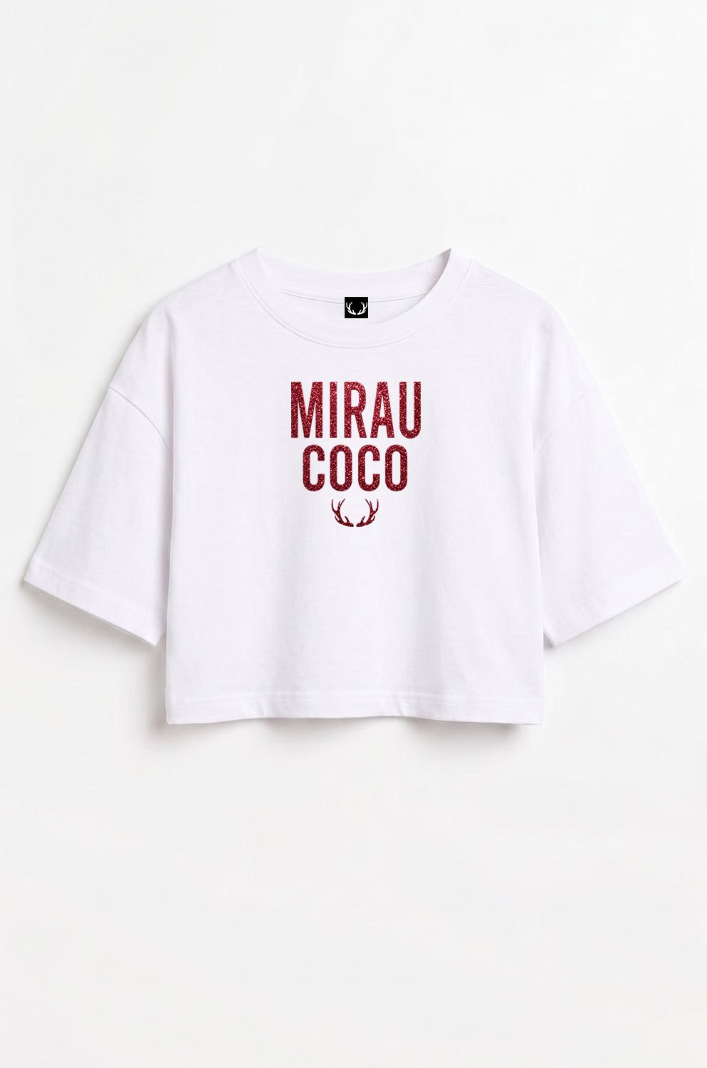 Crop top tričko - Trblietavá potlač