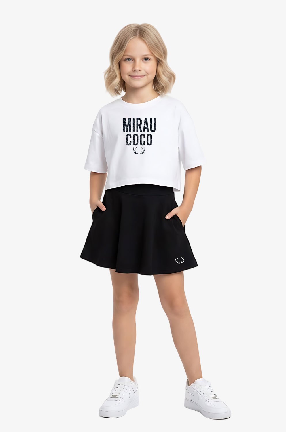 Crop top tričko - Trblietavá potlač