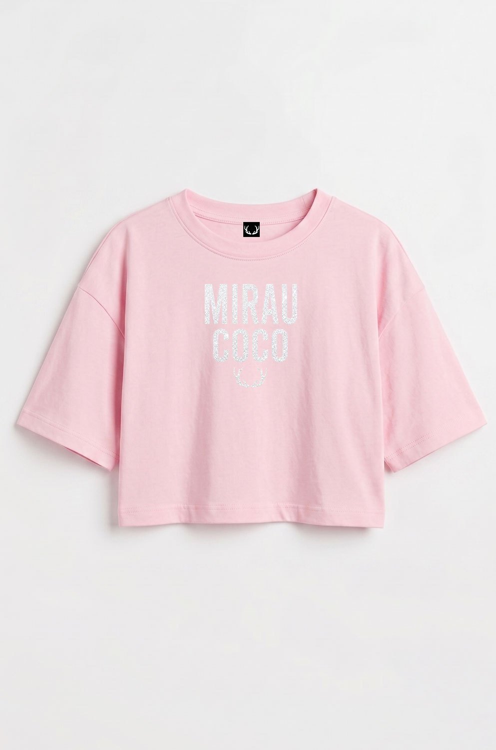 Crop top tričko - Trblietavá potlač
