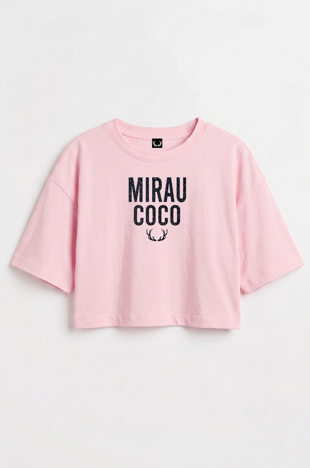Crop top tričko - Trblietavá potlač