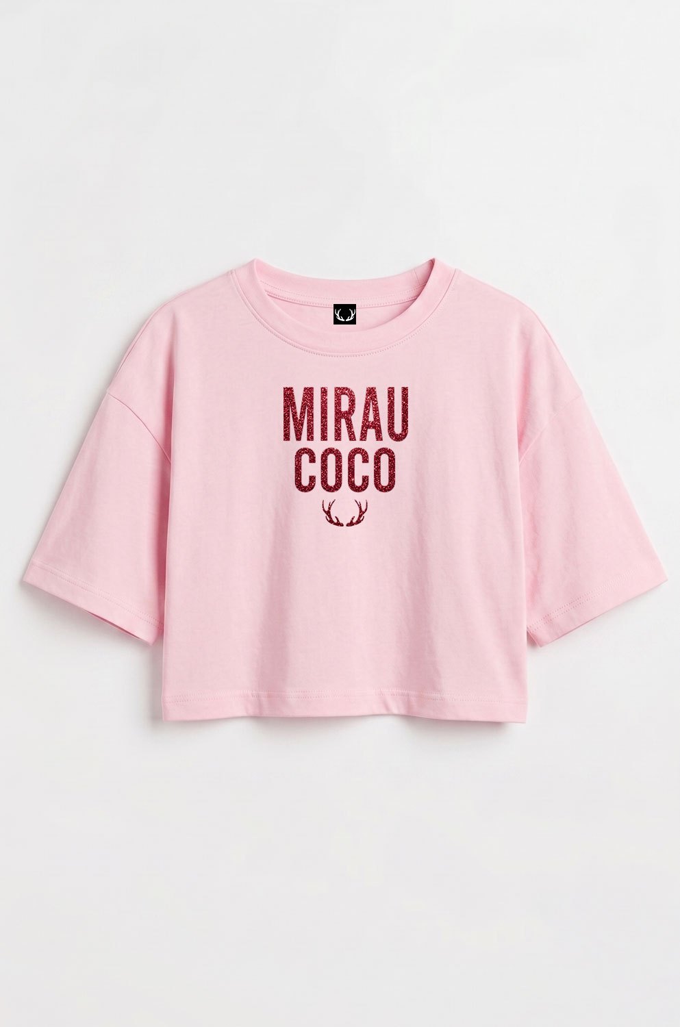 Crop top tričko - Trblietavá potlač